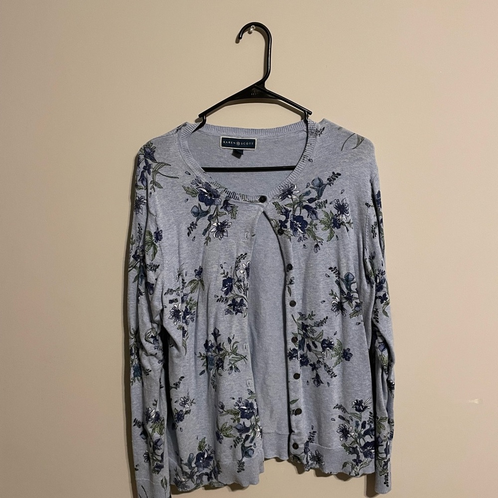 Blue floral Kendra Scott cardigan